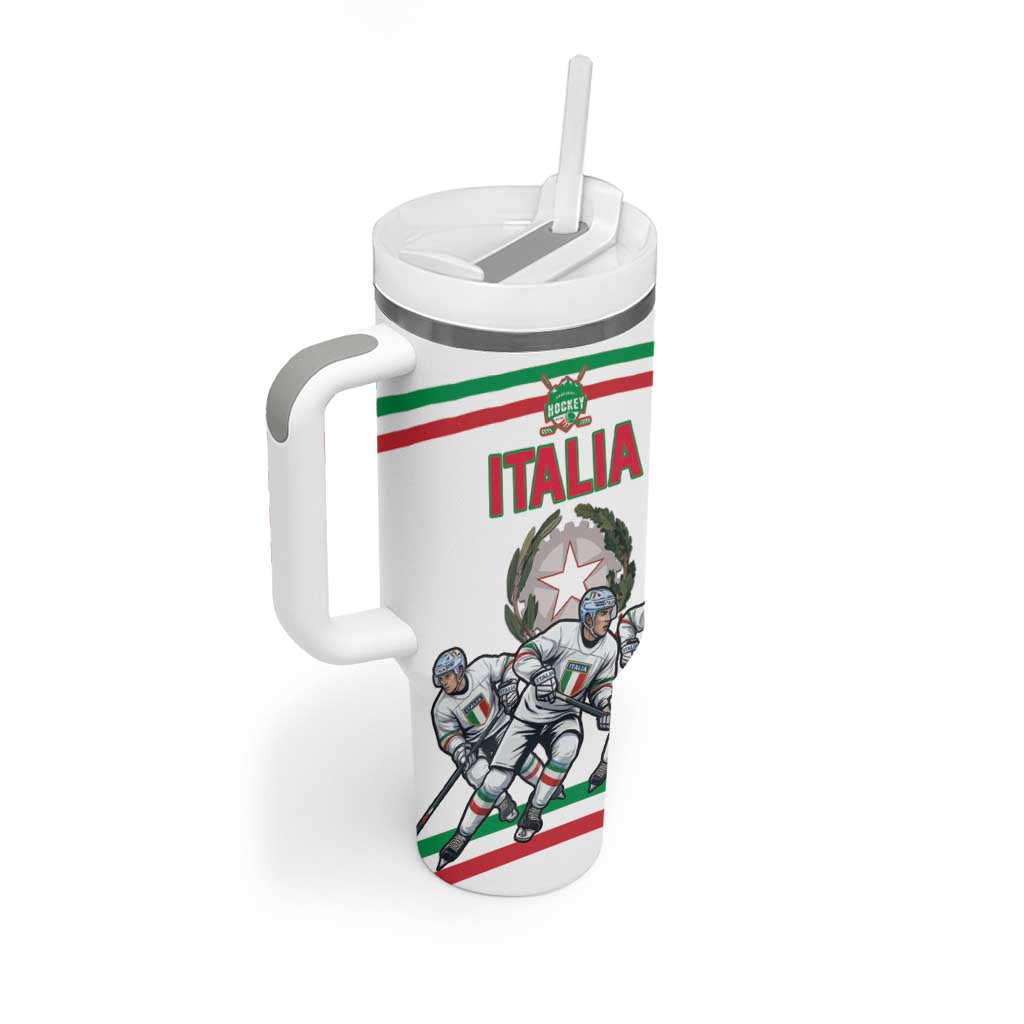Italy Hockey Custom Tumbler With Handle Italia Hockey Pride Vintage White