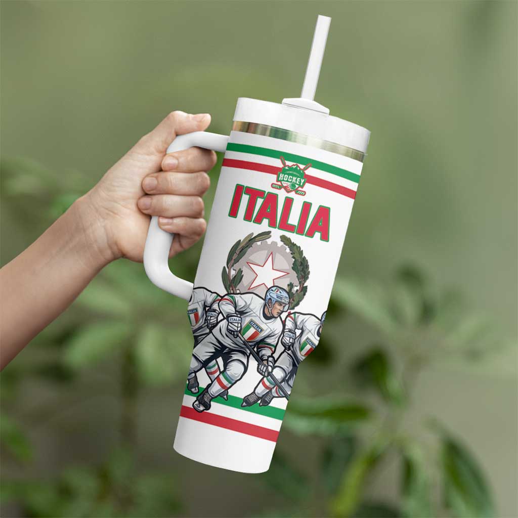 Italy Hockey Custom Tumbler With Handle Italia Hockey Pride Vintage White