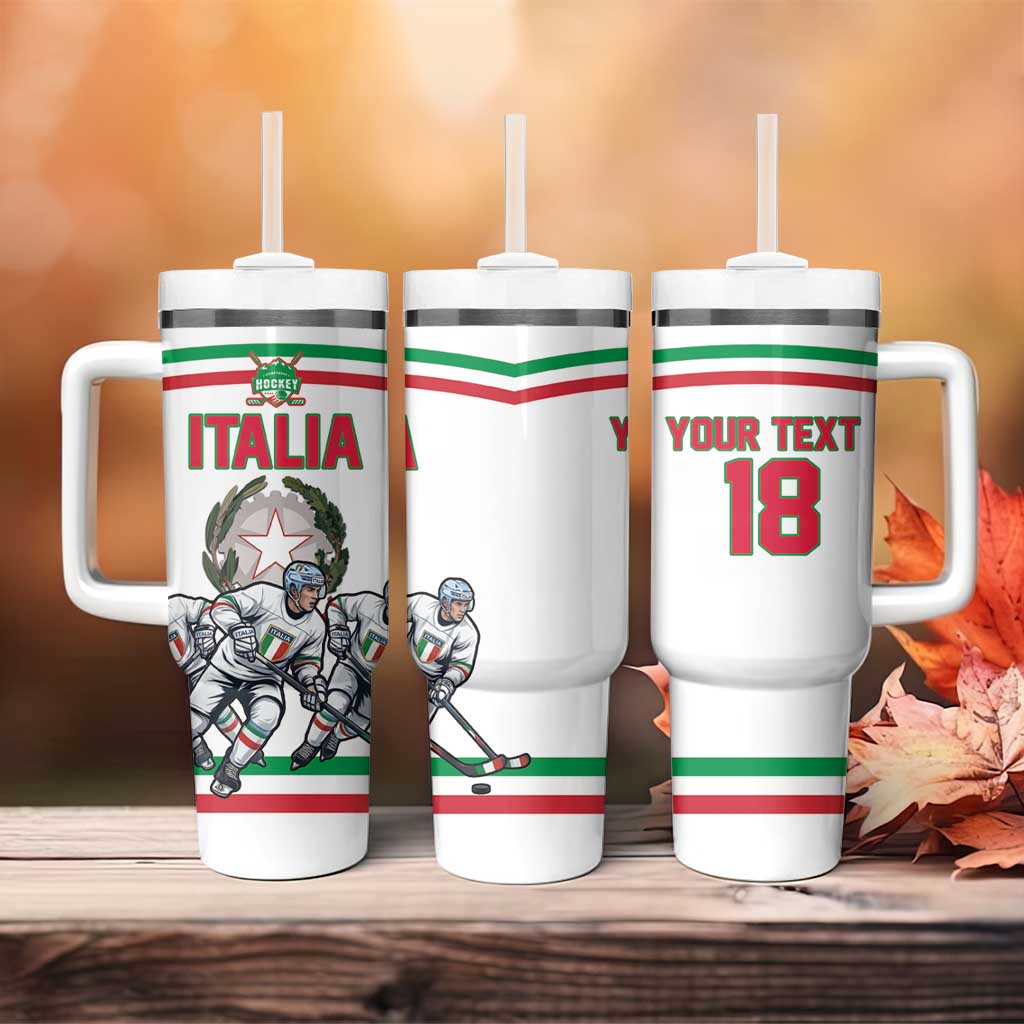 Italy Hockey Custom Tumbler With Handle Italia Hockey Pride Vintage White