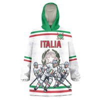 Italy Hockey Custom Wearable Blanket Hoodie Italia Hockey Pride Vintage White
