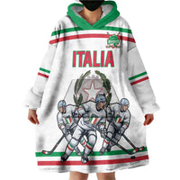 Italy Hockey Custom Wearable Blanket Hoodie Italia Hockey Pride Vintage White
