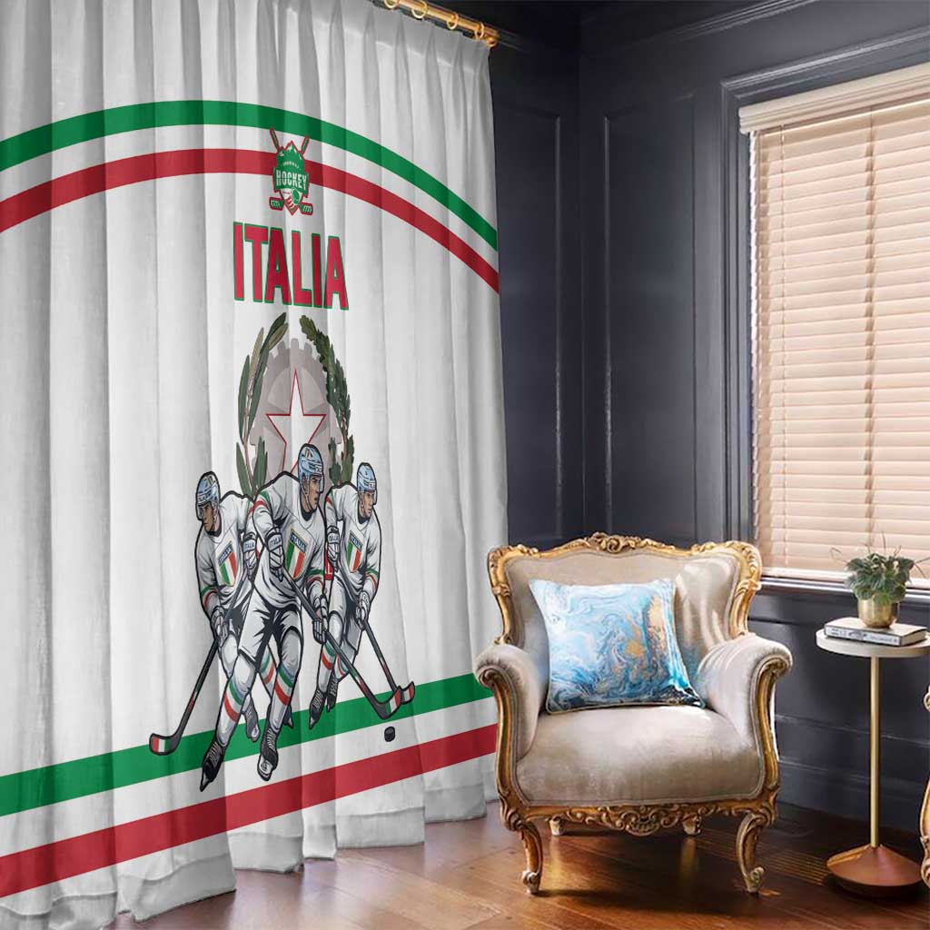 Italy Hockey Window Curtain Italia Hockey Pride Vintage White