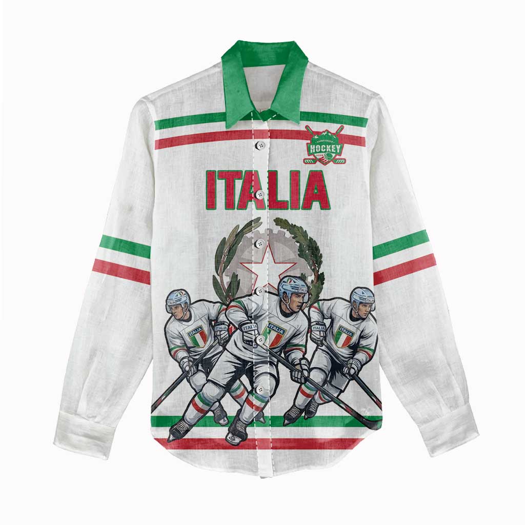 Italy Hockey Custom Women Casual Shirt Italia Hockey Pride Vintage White