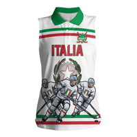 Italy Hockey Custom Women Sleeveless Polo Shirt Italia Hockey Pride Vintage White