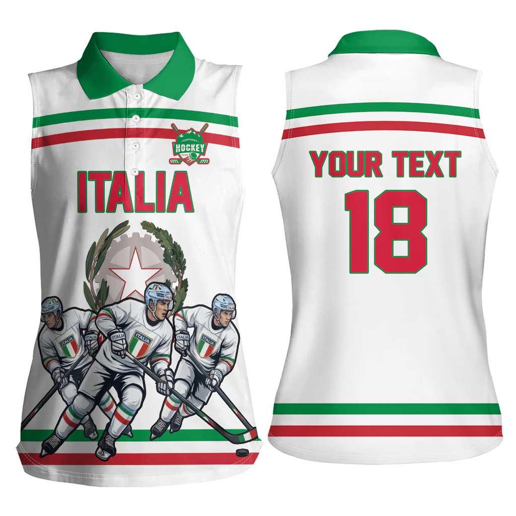 Italy Hockey Custom Women Sleeveless Polo Shirt Italia Hockey Pride Vintage White