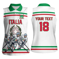 Italy Hockey Custom Women Sleeveless Polo Shirt Italia Hockey Pride Vintage White
