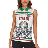 Italy Hockey Custom Women Sleeveless Polo Shirt Italia Hockey Pride Vintage White