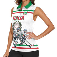 Italy Hockey Custom Women Sleeveless Polo Shirt Italia Hockey Pride Vintage White