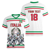 Italy Hockey Custom Women V-Neck T-Shirt Italia Hockey Pride Vintage White