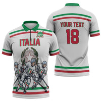 Italy Hockey Custom Zipper Polo Shirt Italia Hockey Pride Vintage White