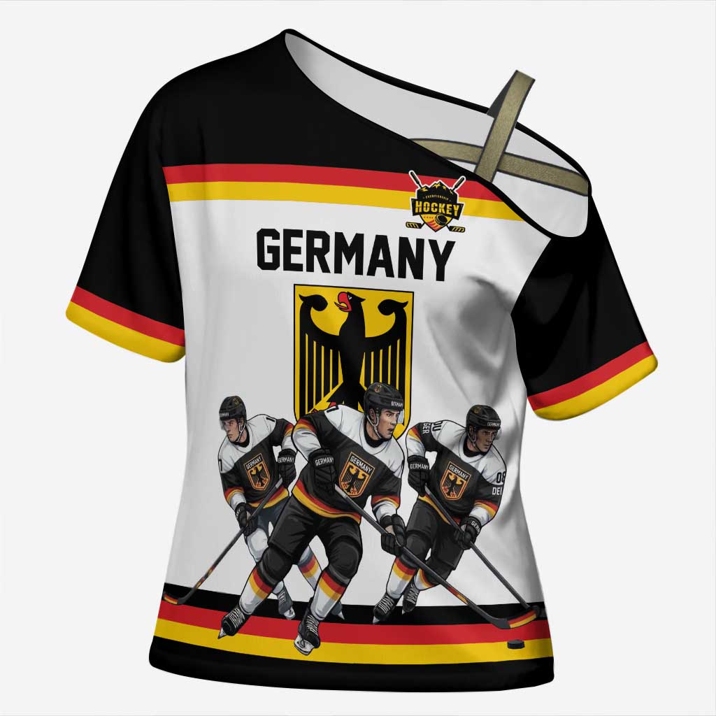 Germany Hockey Custom Cross Shoulder Shirt German Eagle Hockey Pride