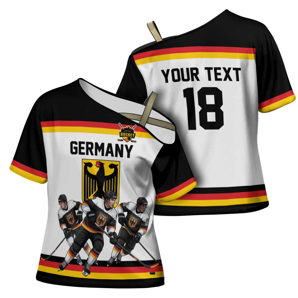 Germany Hockey Custom Cross Shoulder Shirt German Eagle Hockey Pride