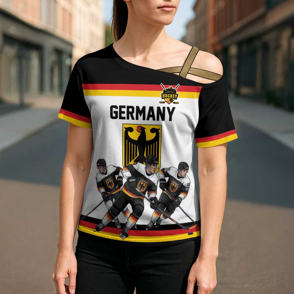 Germany Hockey Custom Cross Shoulder Shirt German Eagle Hockey Pride