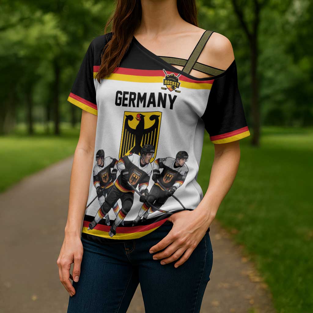 Germany Hockey Custom Cross Shoulder Shirt German Eagle Hockey Pride