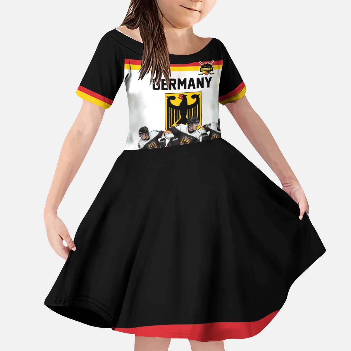 Germany Hockey Custom Kid Short Sleeve Dress German Eagle Hockey Pride