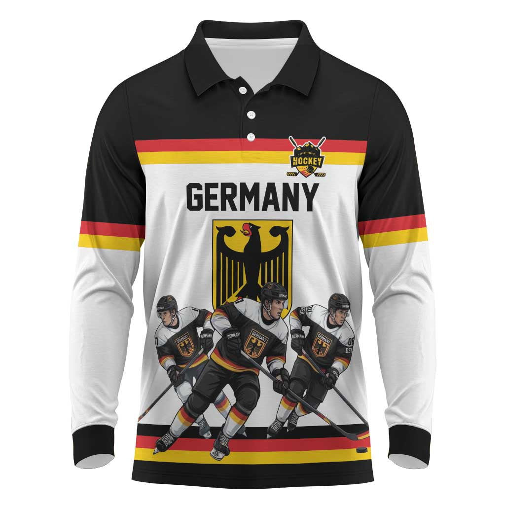 Germany Hockey Custom Long Sleeve Polo Shirt German Eagle Hockey Pride