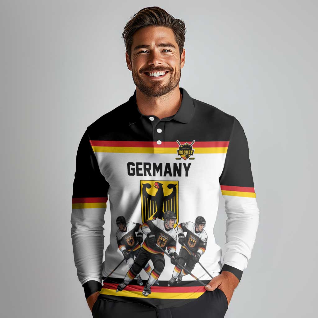 Germany Hockey Custom Long Sleeve Polo Shirt German Eagle Hockey Pride