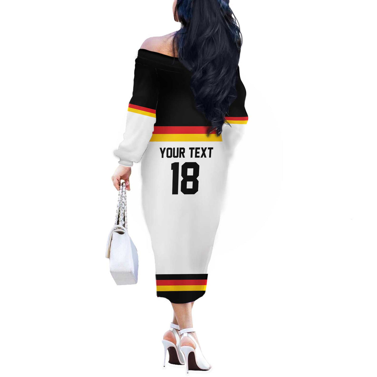 Germany Hockey Custom Off The Shoulder Long Sleeve Dress German Eagle Hockey Pride