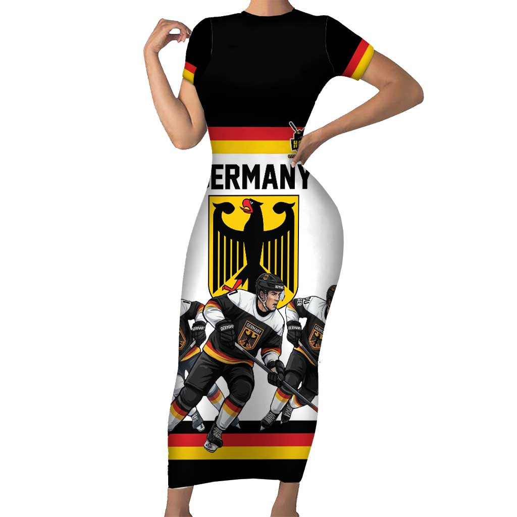 Germany Hockey Custom Short Sleeve Bodycon Dress German Eagle Hockey Pride