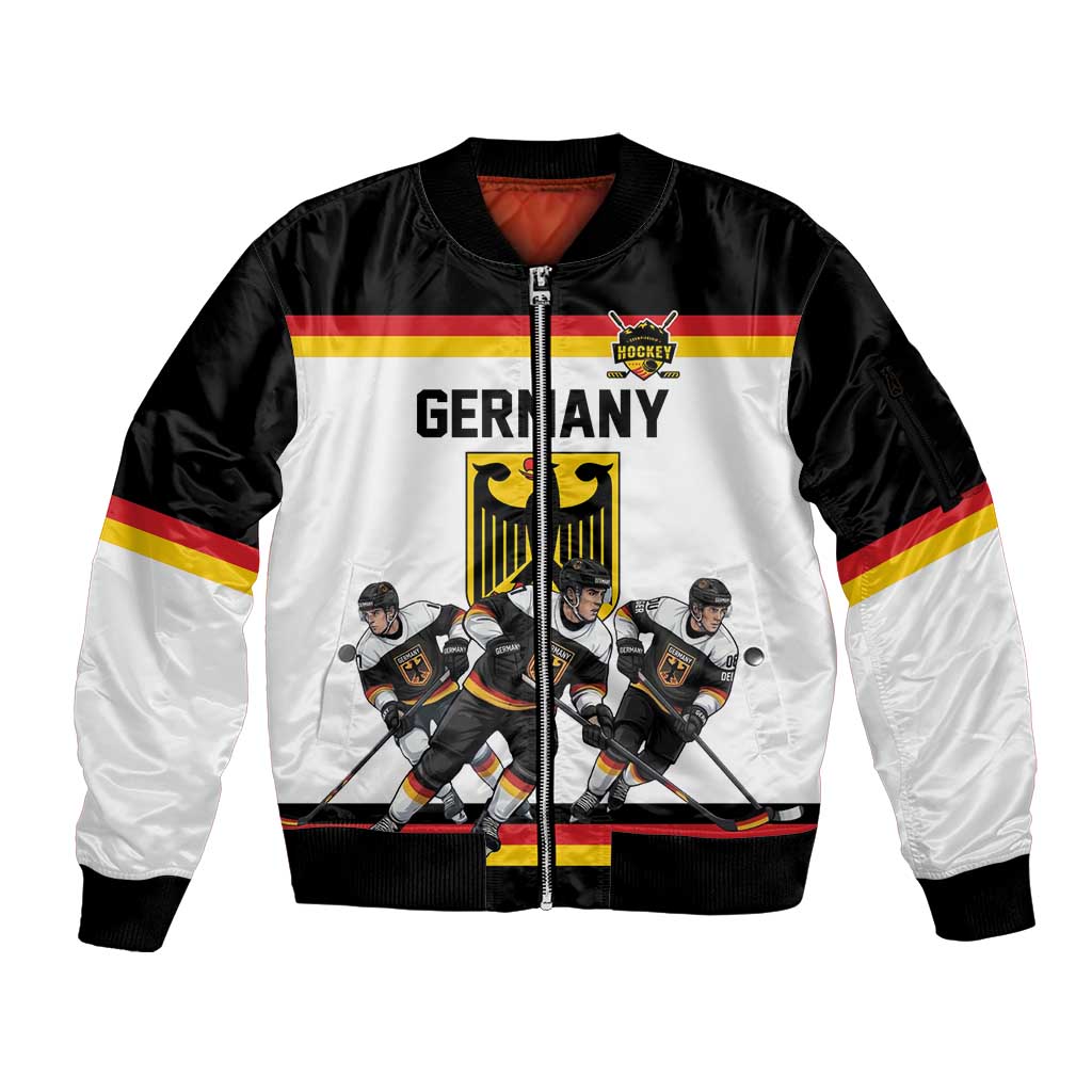 Germany Hockey Custom Sleeve Zip Bomber Jacket German Eagle Hockey Pride