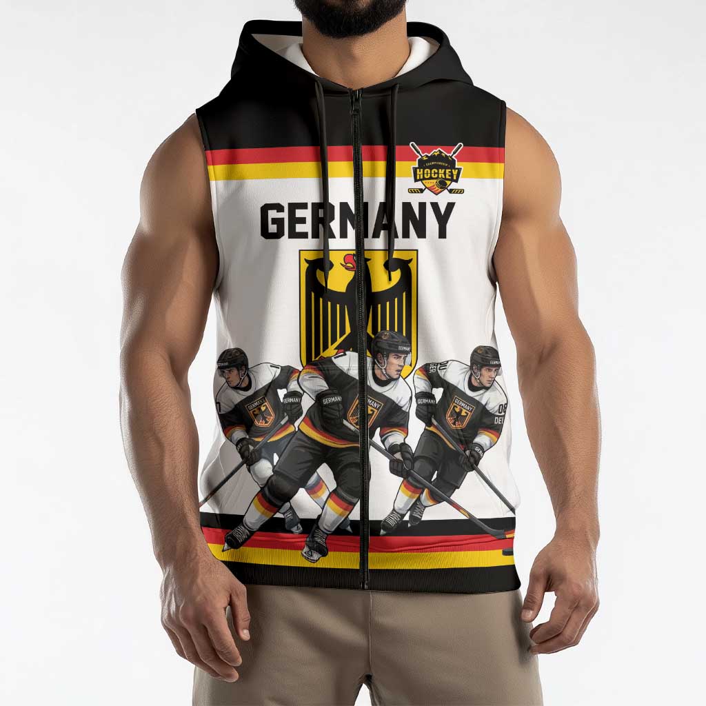 Germany Hockey Custom Sleeveless Zip Hoodie German Eagle Hockey Pride