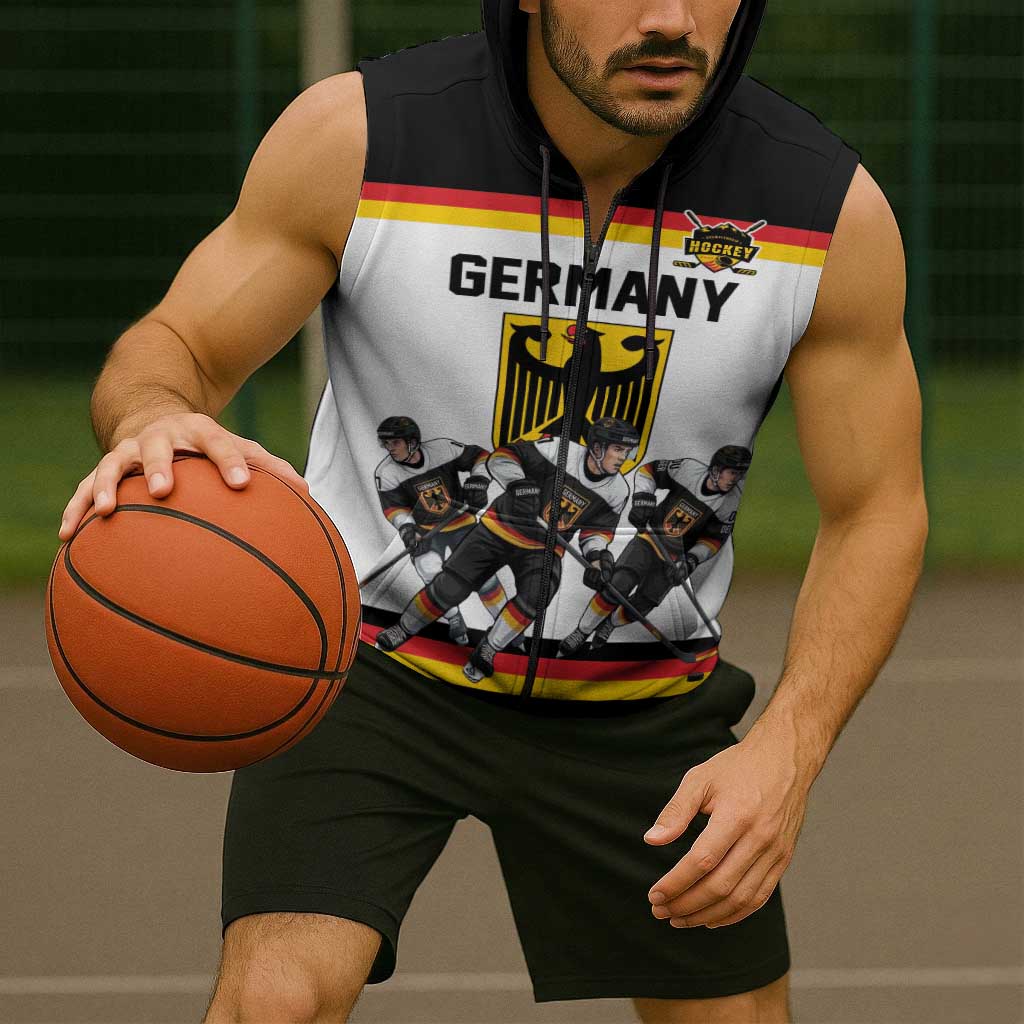 Germany Hockey Custom Sleeveless Zip Hoodie German Eagle Hockey Pride