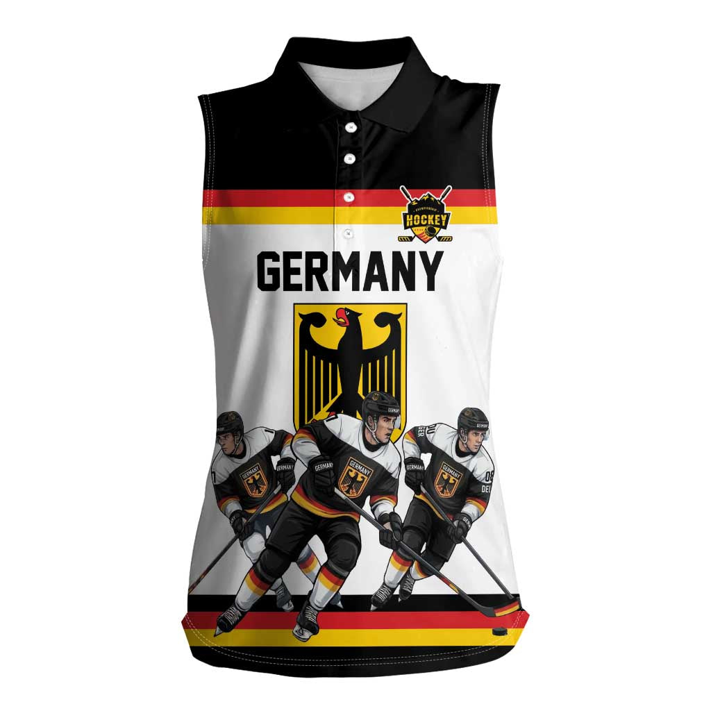 Germany Hockey Custom Women Sleeveless Polo Shirt German Eagle Hockey Pride