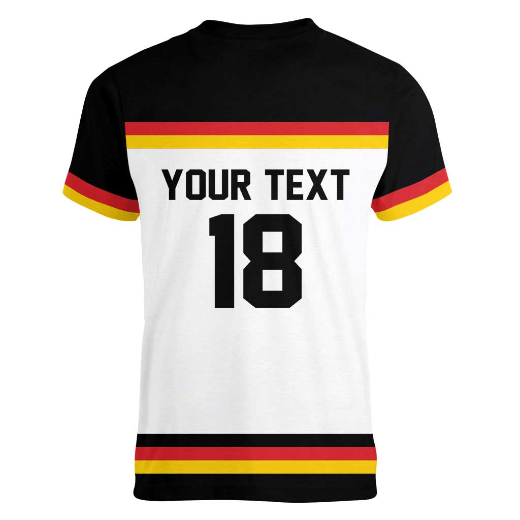 Germany Hockey Custom Women V-Neck T-Shirt German Eagle Hockey Pride