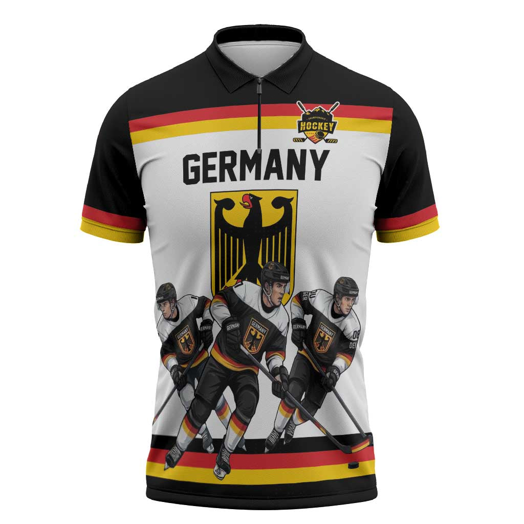 Germany Hockey Custom Zipper Polo Shirt German Eagle Hockey Pride