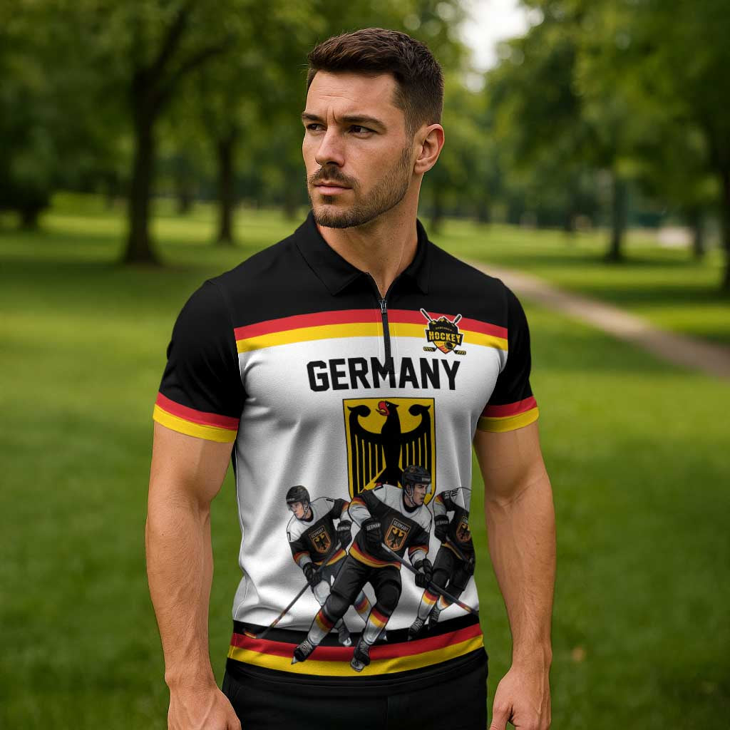 Germany Hockey Custom Zipper Polo Shirt German Eagle Hockey Pride