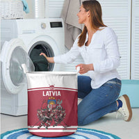 Latvia Hockey Pride Laundry Basket Baltic Ice Warriors