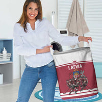 Latvia Hockey Pride Laundry Basket Baltic Ice Warriors