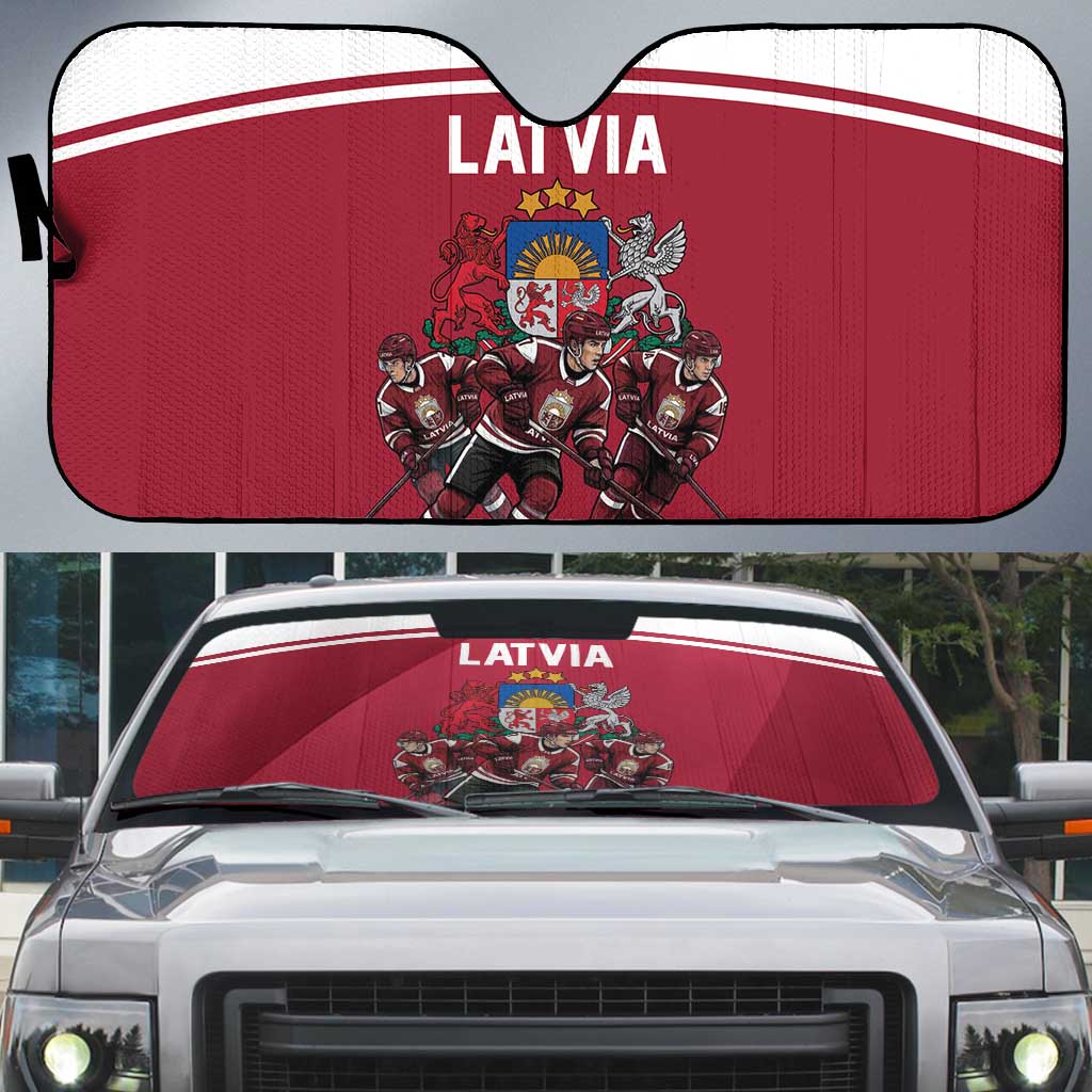 Latvia Hockey Pride Auto Sun Shade Baltic Ice Warriors