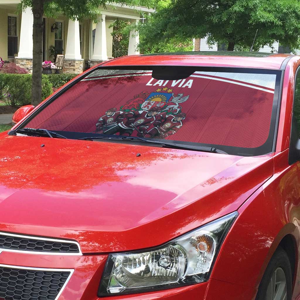 Latvia Hockey Pride Auto Sun Shade Baltic Ice Warriors