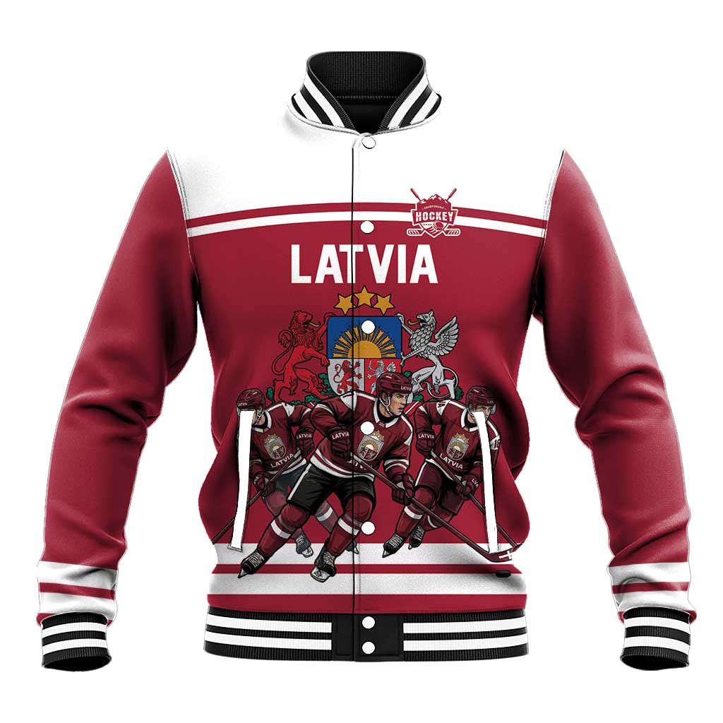 Latvia Hockey Pride Custom Baseball Jacket Baltic Ice Warriors