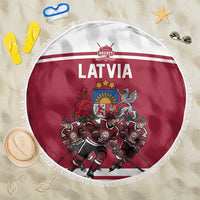 Latvia Hockey Pride Beach Blanket Baltic Ice Warriors
