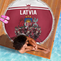 Latvia Hockey Pride Beach Blanket Baltic Ice Warriors