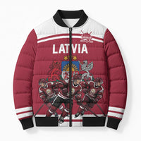 Latvia Hockey Pride Custom Bomber Puffer Jacket Baltic Ice Warriors