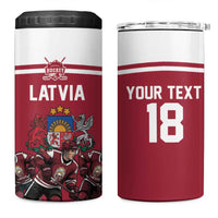 Latvia Hockey Pride Custom 4 in 1 Can Cooler Tumbler Baltic Ice Warriors