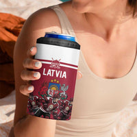 Latvia Hockey Pride Custom 4 in 1 Can Cooler Tumbler Baltic Ice Warriors