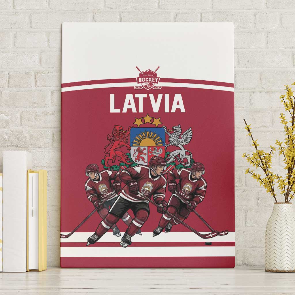 Latvia Hockey Pride Canvas Wall Art Baltic Ice Warriors