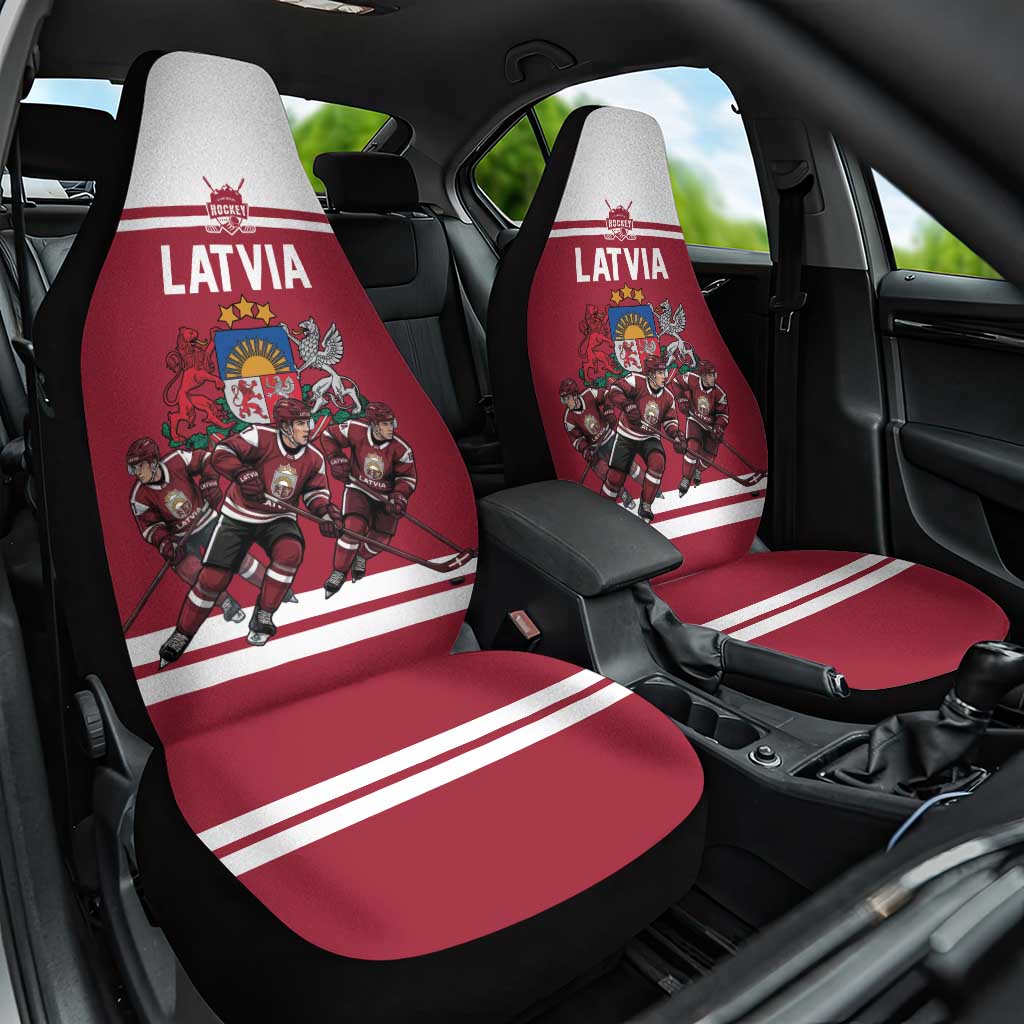 Latvia Hockey Pride Car Seat Cover Baltic Ice Warriors