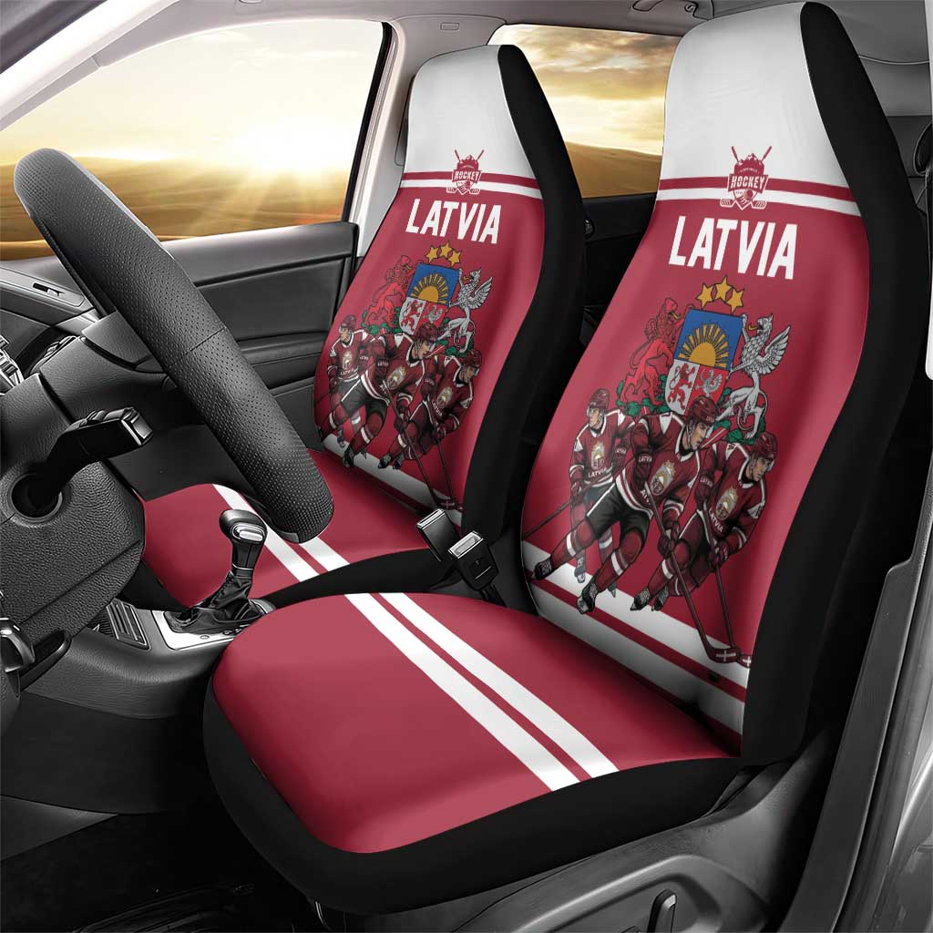 Latvia Hockey Pride Car Seat Cover Baltic Ice Warriors