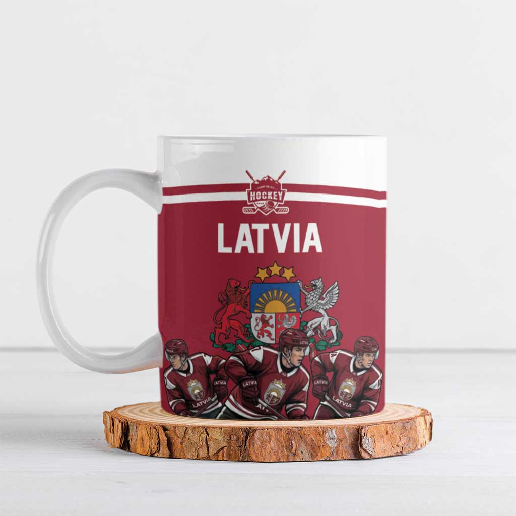 Latvia Hockey Pride Custom Ceramic Mug Baltic Ice Warriors