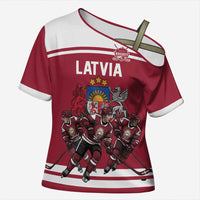 Latvia Hockey Pride Custom Cross Shoulder Shirt Baltic Ice Warriors