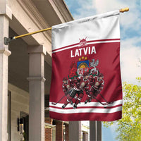 Latvia Hockey Pride Garden Flag Baltic Ice Warriors