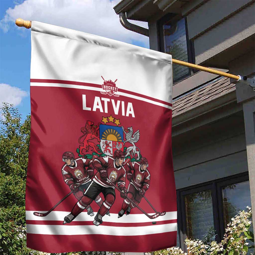 Latvia Hockey Pride Garden Flag Baltic Ice Warriors