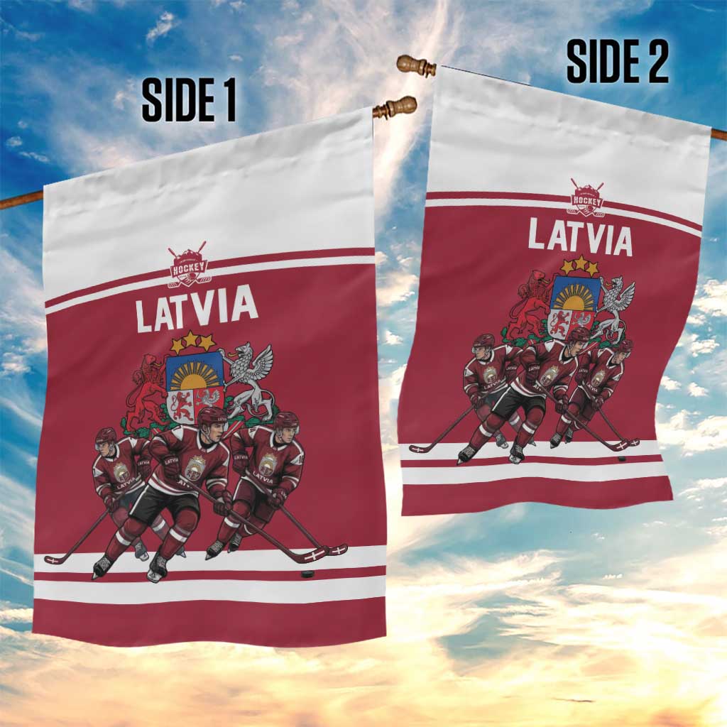 Latvia Hockey Pride Garden Flag Baltic Ice Warriors