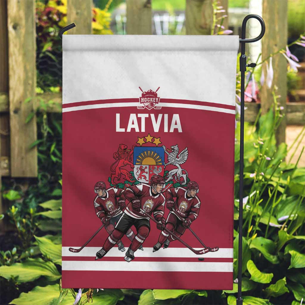 Latvia Hockey Pride Garden Flag Baltic Ice Warriors