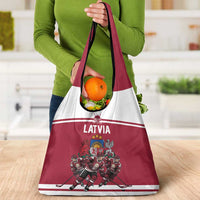 Latvia Hockey Pride Grocery Bag Baltic Ice Warriors